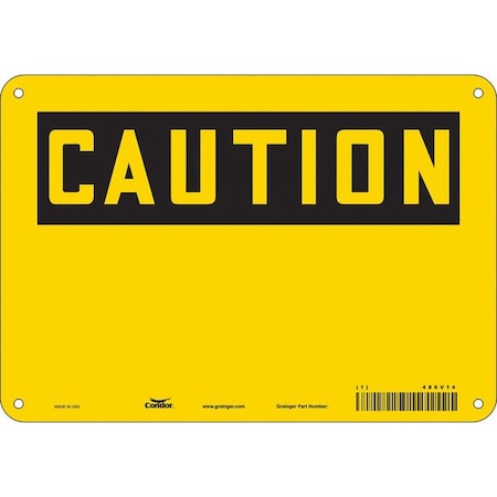 Condor Caution Sign, 10" W, 7" H, English, Plastic, Yellow 486V14