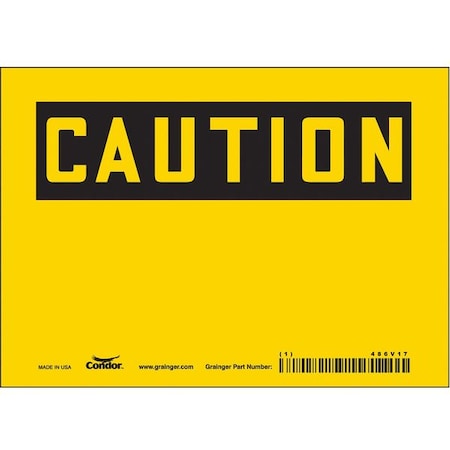 Condor Caution Sign, 7" W, 5" H, English, Vinyl, Yellow 486V17