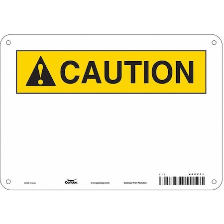 Condor Caution Sign, 10" W, 7" H, English, Aluminum, White 486V21