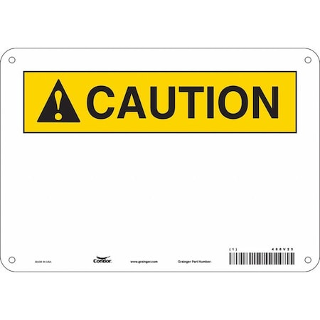 Condor Caution Sign, 10" W, 7" H, English, Plastic, White 486V25