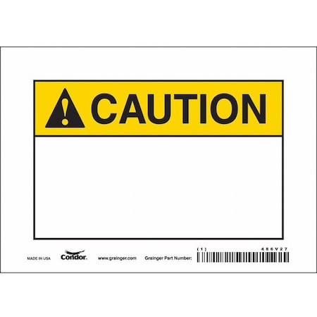Condor Caution Sign, 7" W, 5" H, English, Vinyl, White 486V27