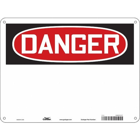 Condor Danger Sign, 24" W, 18" H, English, Plastic, White 486V57