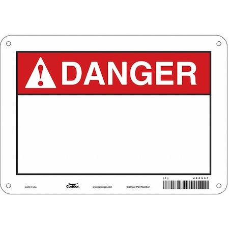 Condor Danger Sign, 10" W, 7" H, English, Plastic, White 486V67