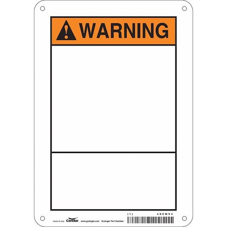 Condor Warning Sign, 7" W, 10" H, English, Plastic, White 486W90