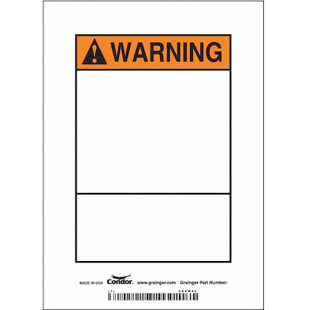 Condor Warning Sign, 5" W, 7" H, English, Vinyl, White 486W92
