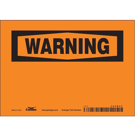 Condor Warning Sign, 7" W, 5" H, English, Vinyl, Orange 486W69
