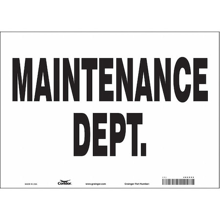 Condor MAINTENANCE DEPT., 14 in W x 10 in H, Horizontal Rectangle, Vinyl, 486X95 486X95