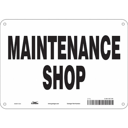 Condor MAINTENANCE SHOP, 10 in W x 7 in H, Vertical Rectangle, Polyethylene, 486X99 486X99