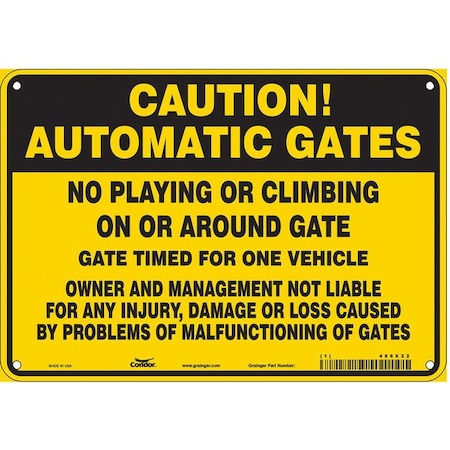 Condor Safety Sign, 7 in Height, 10 in Width, Aluminum, Vertical Rectangle, English, 486X22 486X22
