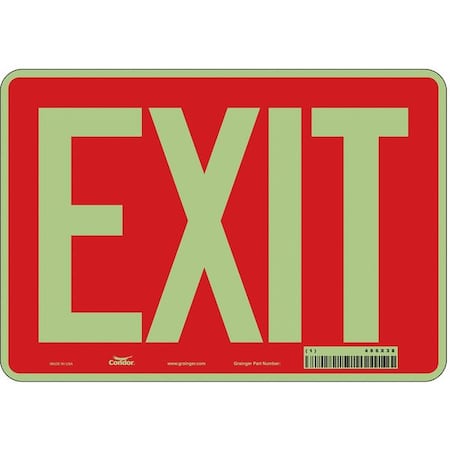 Condor Exit Sign, Plastic, 10" W, 7" H, Exit, Red 486X38