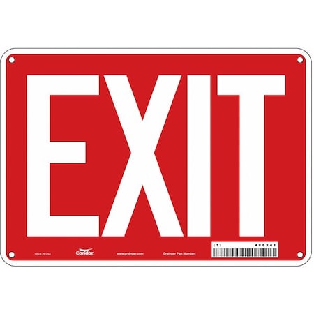 Condor Exit Sign, Plastic, 10" W, 7" H, Exit, Red 486X41