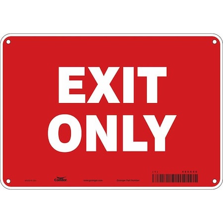Condor Exit Sign, Plastic, 10" W, 7" H, Exit Only, Red 486X56
