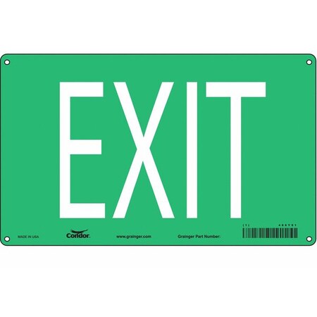 Condor Exit Sign, Aluminum, 12" W, 7-3/8" H, EXIT, Green 486Y91