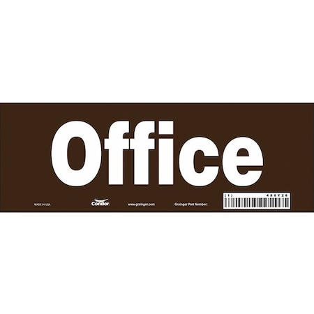 Condor OFFICE, 10 in W x 3 1/2 in H, Vertical Rectangle, Vinyl, 486Y26 486Y26