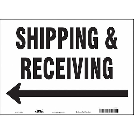 Condor SHIPPING & RECEIVING, 14 in W x 10 in H, Horizontal Rectangle, Vinyl, 486Y61 486Y61