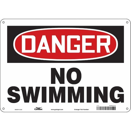 Condor Danger, NO SWIMMING, 14 in W x 10 in H, Horizontal Rectangle, Aluminum, 486Z14 486Z14
