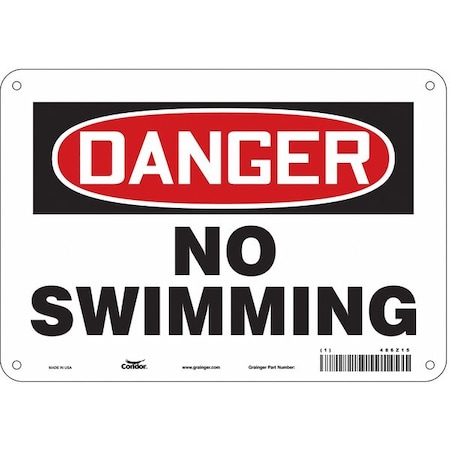 Condor Danger, NO SWIMMING, 10 in W x 7 in H, Vertical Rectangle, Polyethylene, 486Z15 486Z15