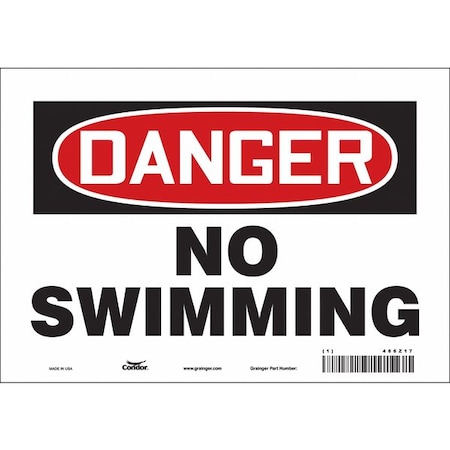 Condor Danger, NO SWIMMING, 10 in W x 7 in H, Vertical Rectangle, Vinyl, 486Z17 486Z17