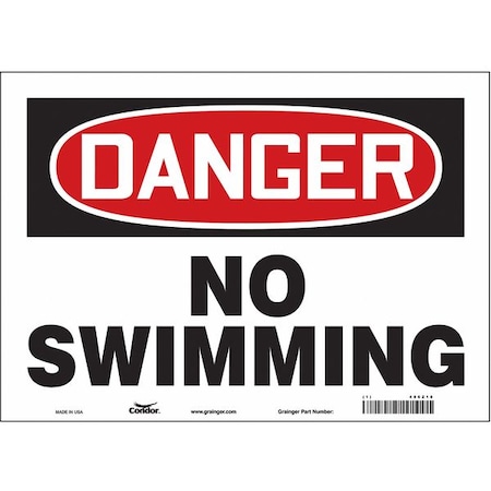 Condor Danger, NO SWIMMING, 14 in W x 10 in H, Horizontal Rectangle, Vinyl, 486Z18 486Z18