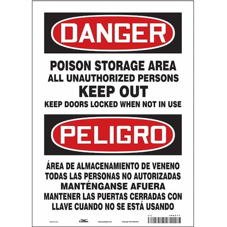 Condor Safety Sign, 14 in Height, 10 in Width, Vinyl, Vertical Rectangle, English, Spanish 486C11