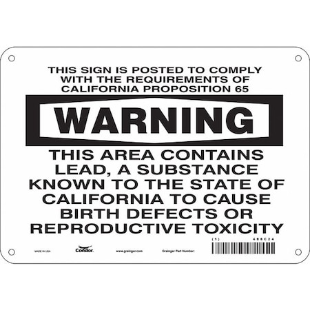 Condor Chemical Sign, 7 in H, 10 in W, Vertical Rectangle, English, 486C24 486C24