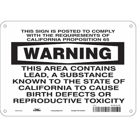 Condor Chemical Sign, 7 in H, 10 in W, Polyethylene, Vertical Rectangle, English, 486C26 486C26