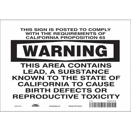 Condor Chemical Sign, 7 in H, 10 in W, Vinyl, Vertical Rectangle, English, 486C28 486C28