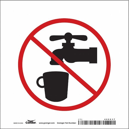 Condor No Header, (NON-POTABLE WATER SYMBOL), 7 in W x 7 in H, Square, Vinyl 486C37
