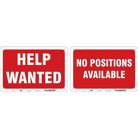 Condor NO POSITIONS AVAILABLE/HELP WANTED, 12 in W x 8 in H, Rectangle, Plastic, 487D44 487D44