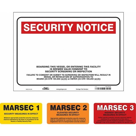 Condor Security Sign, 24 in Height, 36 in Width, Aluminum, Rectangle, English 487D48