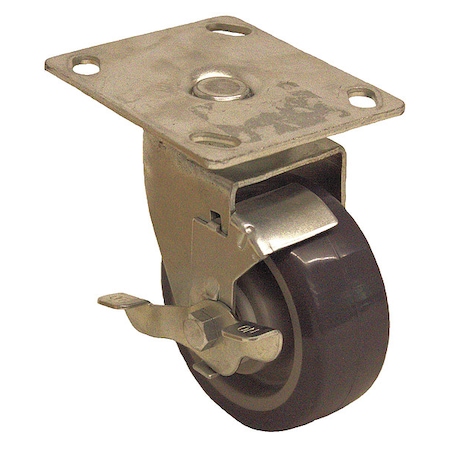 Zoro Select Plate Caster, 240 lb. Load Rating, Swivel P13S-RP050D-14-SB