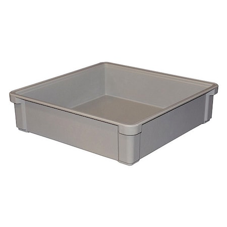 Toteline Stackable Storage Container, 4.7 gal, 17-1/2 in L x 17-1/2 in W x 4-1/2 in H, Gray 8170085136