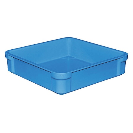 Toteline Stackable Storage Container, 2.4 gal, 14-3/4 in L x 14-3/8 in W x 3-1/2 in H, Blue 8250085268