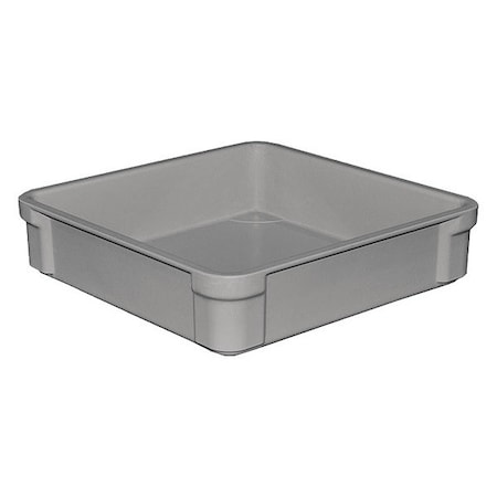 Toteline Stackable Storage Container, 2.4 gal, 14-3/4 in L x 14-3/8 in W x 3-1/2 in H, Gray 8250085136