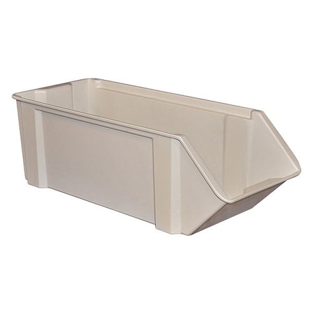 Toteline Stackable Storage Container, 4.5 gal, 24 in L x 10 in W x 8 in H, White 8420085269