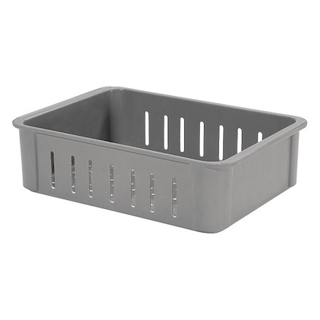 Toteline Vented & Stackable Straight Wall Storage Container, 6 gal, 23-3/8 in L x 12 in W x 6 in H, Gray 80834851361203