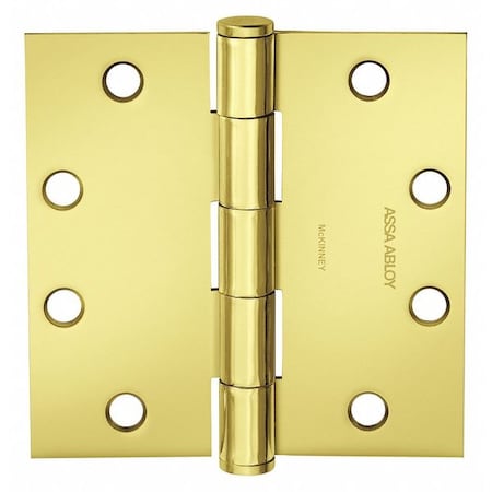 Mckinney Butt Hinge, Steel, Flush Mounting, 1 7/16 in Leaf W x 3 1/2 in Leaf H, Bright Brass 55317