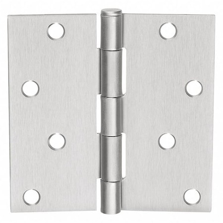Mckinney Butt Hinge, Steel, Flush Mounting, 1 7/16 in Leaf W x 3 1/2 in Leaf H, Satin Chrome 55319