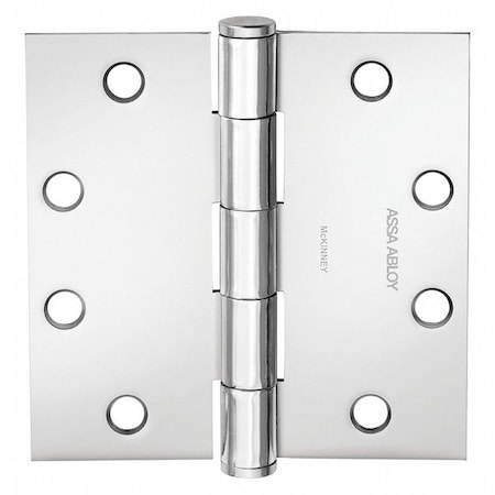 Mckinney Butt Hinge, Steel, Flush Mounting, 1 7/16 in Leaf W x 3 1/2 in Leaf H, Bright Chrome 55327