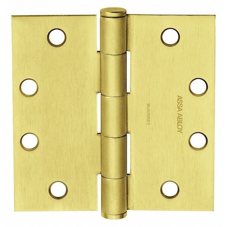 Mckinney Butt Hinge, Steel, Flush Mounting, 1 7/16 in Leaf W x 3 1/2 in Leaf H, Satin Brass 55337