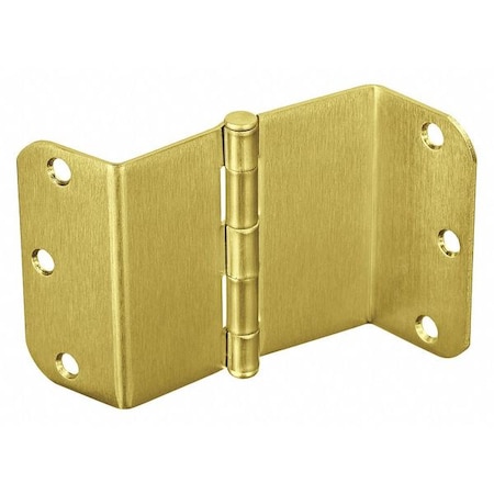 Swing Clear Hinge, Steel, Flush Mounting, 1 1/4 in Leaf W x 3 1/2 in Leaf H, Satin Brass