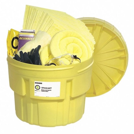 Spilltech Spill Kit, 21.4 gal Absorbed per Package, 29 lb Drum, Yellow SPKHZ-BATT