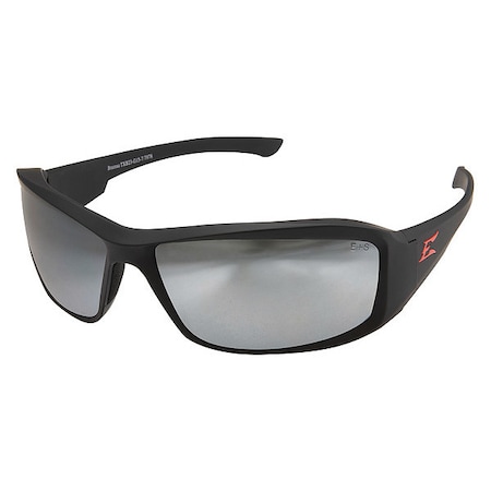Edge Eyewear Brazeau Torque, Safety Glasses, Anti-Scratch, Silver Mirror Lens, Black/Red Frame, Full-Frame XB137