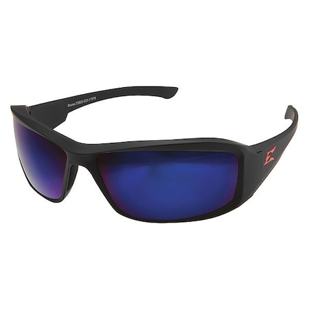 Edge Eyewear Brazeau Torque, Safety Glasses, Anti-Scratch, Blue Mirror Lens, Black/Red Frame, Full-Frame XB138
