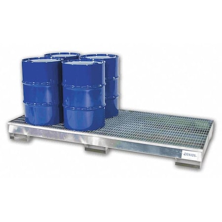 Denios Drum Spill Containment Pallet, 132 gal. Spill Capacity, 8 Drum, Steel K17-2047