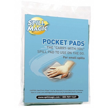 Spill Magic Absorbent Pad, Clear, 5" L, PK30 250P30