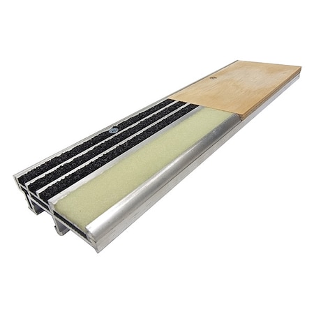 Niteglow Stair Nosing Extruded Aluminum Black/Glow-in-the-Dark, 42 in W x 9/16 in Thick WP-RN3SG-NG-B.3.6