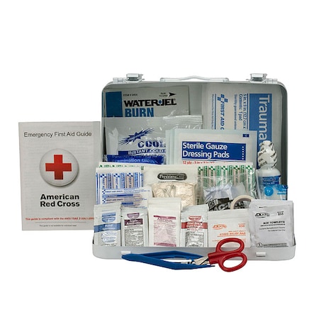 Zoro Select First Aid Kit and Housing, Metal 141 Components, 25 People Served 90561