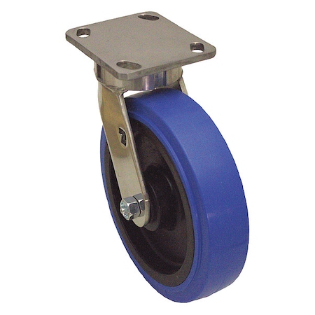 Zoro Select Plate Caster, Swivel, Polyurethane, 7 1/2"H P25SX-UP060RX-14-001