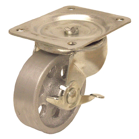 Zoro Select Plate Caster, 4" Wheel dia, 1-3/8" Wheel W P2S-C040G-P-SB